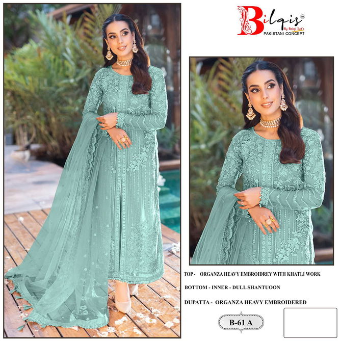 Bilqis B 61 A To D Organza Pakistani Suits Wholesale Shop In Surat
